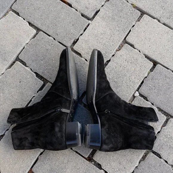 YSL Saint Laurent Paris Wyatt Zip Black Suede Boots (Size 41)